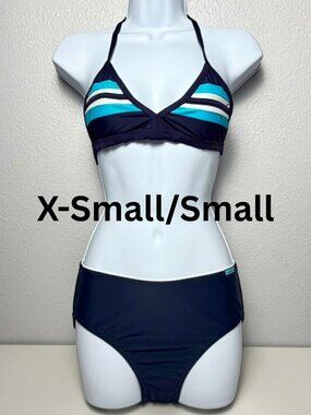 La Roche Arch Collection Navy Stripe Halter Bikini Set GB 12 EU 40